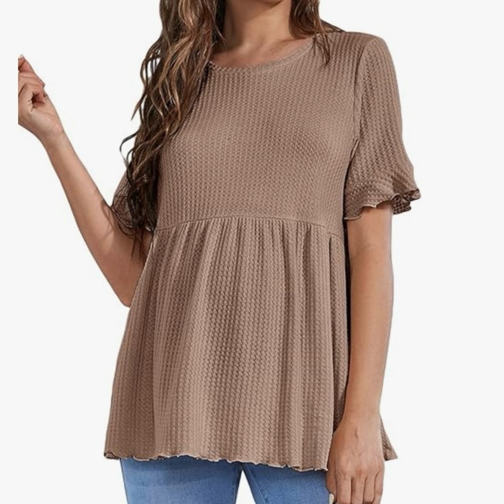 Floerns waffle knit peplum top